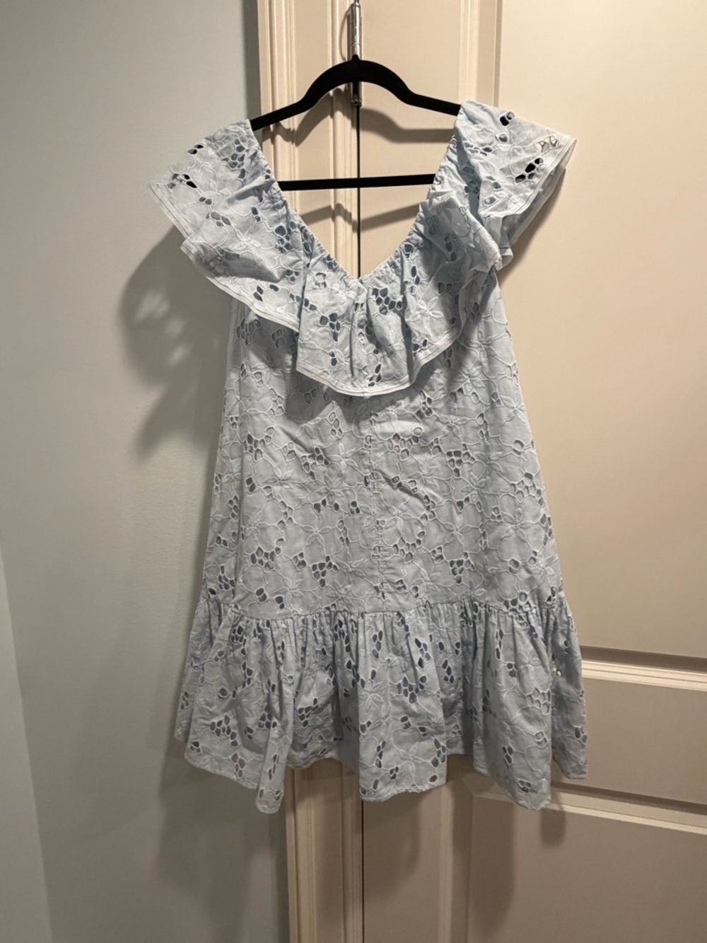 Rebecca Taylor Pale Blue Eyelet Ruffle Dress
